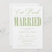 Essen, trinken und Verheiratet sein | Abendessen P Einladung (Vorne/Hinten)