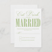 Essen, trinken und Verheiratet sein | Antwortkarte RSVP Karte (Vorne/Hinten)