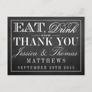 Essen, trinken und Verheiratet sein Chalkboard Hoc Postkarte