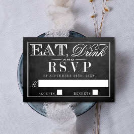 Essen, trinken und Verheiratet sein Chalkboard Hoc RSVP Karte
