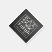 Essen, trinken und Verheiratet sein Chalkboard Hoc Serviette (Ecke)