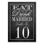 Essen, trinken und Verheiratet sein Chalkboard Hoc Tischnummer (Rückseite)