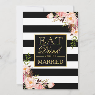 ESSEN Trinken und Verheiratet sein Gold Schwarz We Einladung