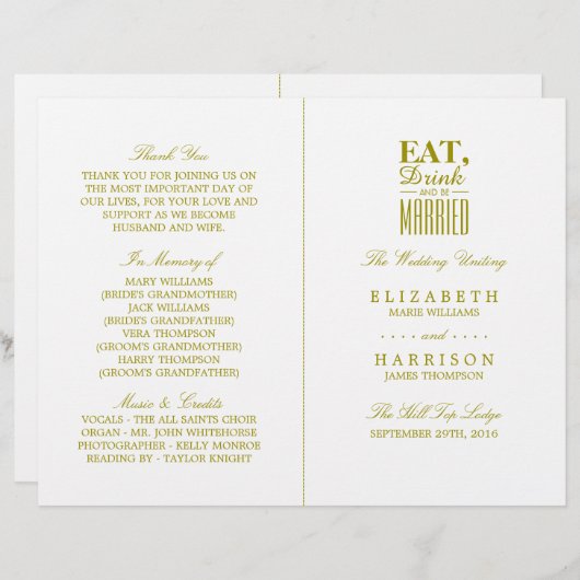 Essen, trinken und Verheiratet sein Gold Wedding P (Vorne/Hinten)