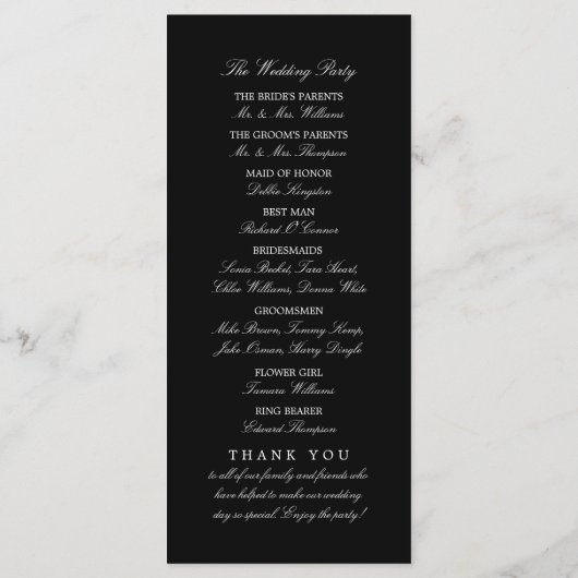 Essen, trinken und Verheiratet sein Hochzeitsprogr Programm (Rückseite)