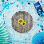 Essen, trinken und Verheiratet sein Holz und Sonne Pappteller (Party)