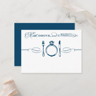 Essen, Trinken und Verheiratet sein Navy-Hochzeit Platzkarte