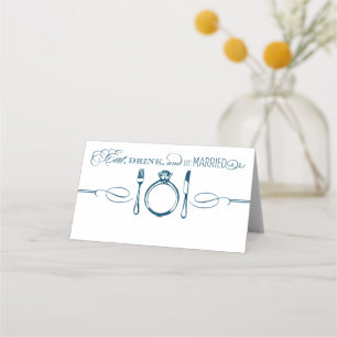 Essen, Trinken und Verheiratet sein Navy-Monogramm Platzkarte