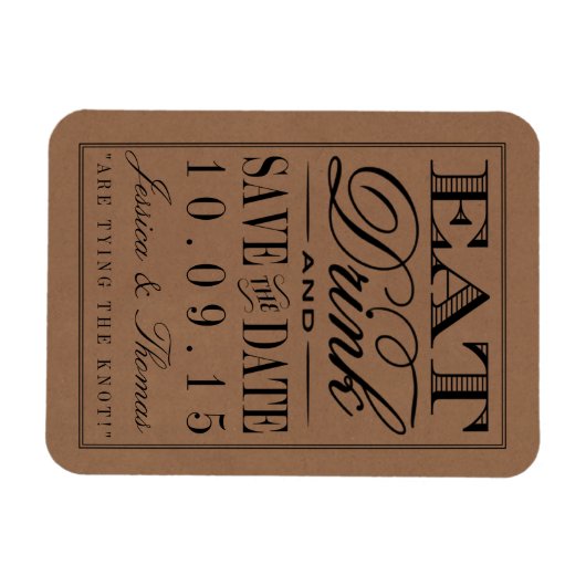 Essen, trinken und Verheiratet sein, rustikale Hoc Magnet (Horizontal)