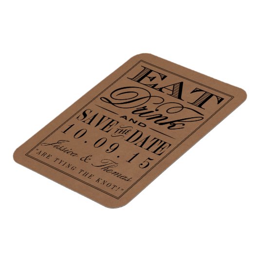 Essen, trinken und Verheiratet sein, rustikale Hoc Magnet (Linke Seite)