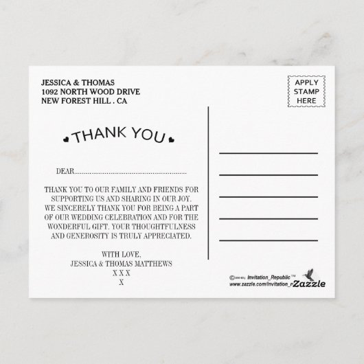 Essen, trinken und Verheiratet sein, rustikale Hoc Postkarte (Rückseite)