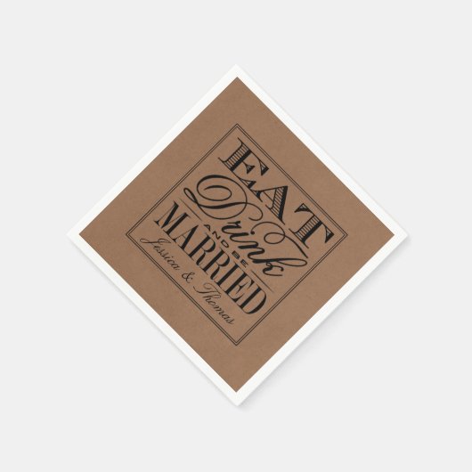 Essen, trinken und Verheiratet sein, rustikale Hoc Serviette (Ecke)