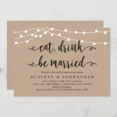Essen, trinken und Verheiratet sein, rustikale Pro Einladung (Vorne/Hinten)