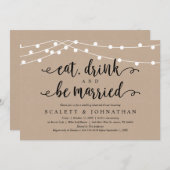 Essen, trinken und Verheiratet sein, rustikale Pro Einladung (Vorne/Hinten)