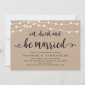 Essen, trinken und Verheiratet sein, rustikale Pro Einladung (Vorderseite)