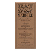 Essen, trinken und Verheiratet sein rustikales Hoc Werbekarte (Vorne)