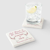 Essen, trinken und Verheiratet sein Steinuntersetzer (Seitenansicht)