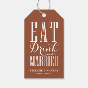 Essen, trinken und Verheiratet sein Terracotta Wed Geschenkanhänger