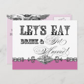 Essen, trinken und Verheiratet werden, Brautdusche Einladungspostkarte (Vorne/Hinten)