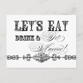 Essen, trinken und Verheiratet werden, Brautdusche Einladungspostkarte