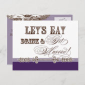 Essen, trinken und Verheiratet werden, Brautdusche Einladungspostkarte (Vorne/Hinten)