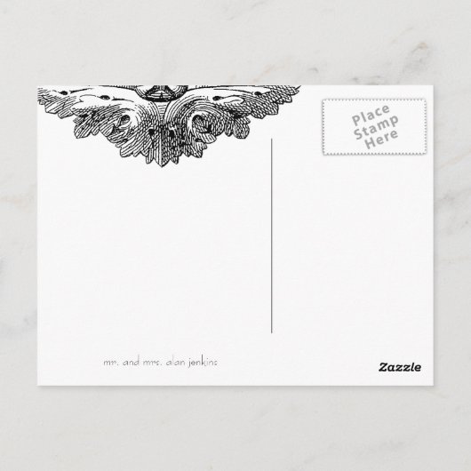 Essen, trinken und Verheiratet werden, danke Postk Postkarte (Rückseite)