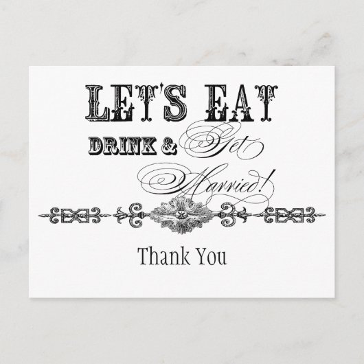 Essen, trinken und Verheiratet werden, danke Postk Postkarte (Vorderseite)
