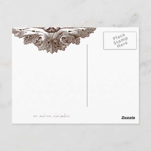 Essen, trinken und Verheiratet werden, danke Postk Postkarte (Rückseite)