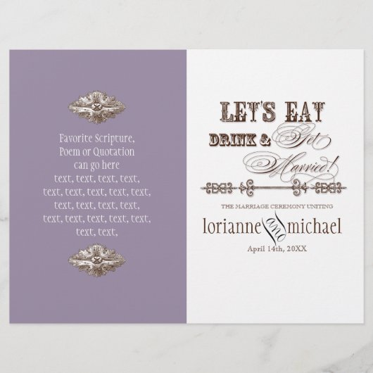 Essen, trinken und Verheiratet werden, feierliche (Vorderseite)