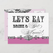 Essen, trinken und Verheiratet werden, meine Braut Einladungspostkarte (Vorne/Hinten)