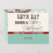 Essen, trinken und Verheiratet werden, UAWG Antwor Einladungspostkarte (Vorne/Hinten)