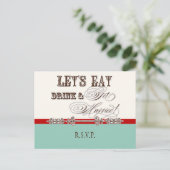 Essen, trinken und Verheiratet werden, UAWG Antwor Einladungspostkarte (Stehend Vorderseite)