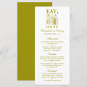 Essen, trinken und Verheiratete GoldWedding-Menü. Menükarte (Vorne/Hinten)