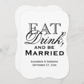 Essen, trinken und Verheiratete Hochzeit sein Einladung (Vorne/Hinten)