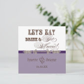 Essen, trinken und Verheiratete Hochzeitsfeier ein Einladung (Stehend Vorderseite)