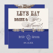 Essen, trinken und Verheiratete Hochzeitsfeier ein Einladung (Vorne/Hinten)