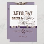 Essen, trinken und Verheiratete Hochzeitsfeier ein Einladung (Vorne/Hinten)
