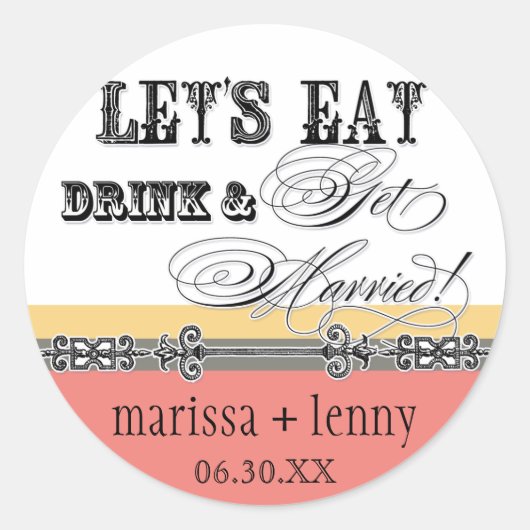 Essen, trinken und Verheiratete Matching Sticker o (Vorderseite)