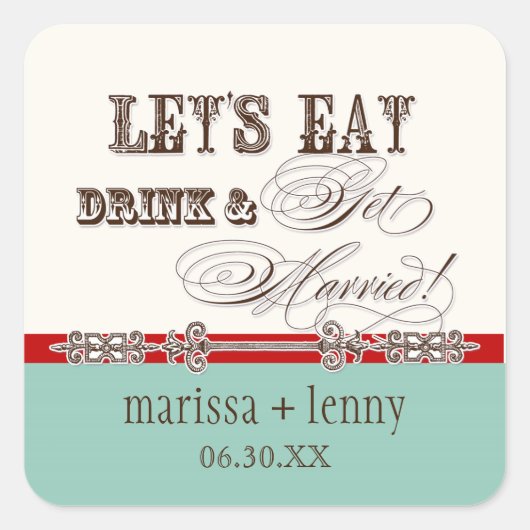 Essen, trinken und Verheiratete Matching Sticker o (Vorderseite)