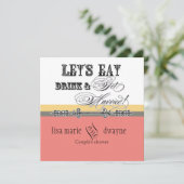 Essen, trinken und Verheiratete Paare Dusche Einla Einladung (Stehend Vorderseite)