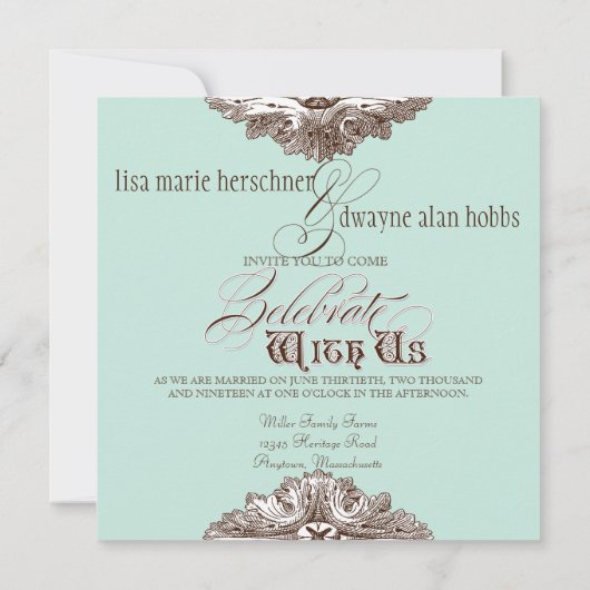 Essen, trinken und Verheiratete Script-Hochzeit ei Einladung (Rückseite)