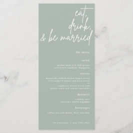 Essen, trinken und Verheiratete Skriptpresse Menükarte