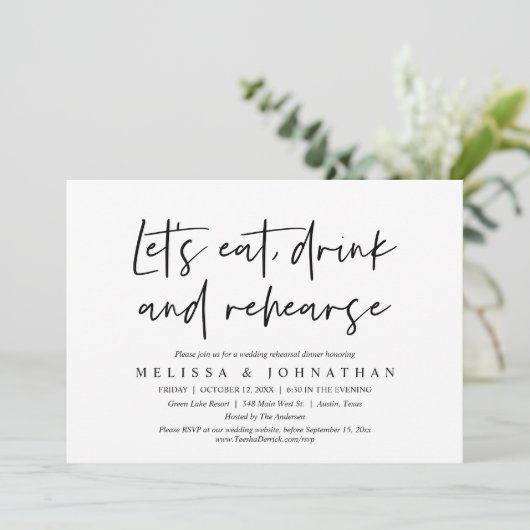 Essen, trinken und wieder, Probe essen Einladung (Stehend Vorderseite)