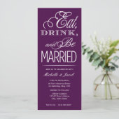 Essen, trinken, Verheiratet sein Einladung (Stehend Vorderseite)