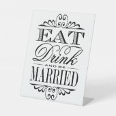 Essen, trinken & Verheiratet sein - Moderne Hochze Sockelschild (Vorderseite)