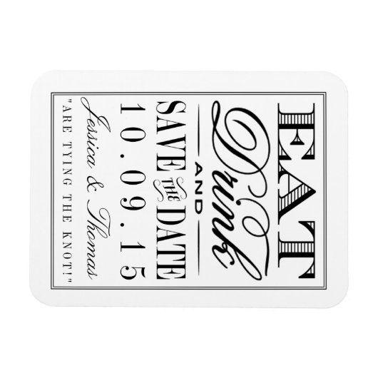 Essen, trinken & Verheiratet sein Moderne Schwarz/ Magnet (Horizontal)