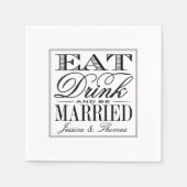 Essen, trinken & Verheiratet sein Moderne Schwarz/ Serviette (Vorderseite)