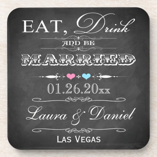 Essen, trinken & Verheiratet sein Set Hochzeit Unt Untersetzer (Vorderseite)