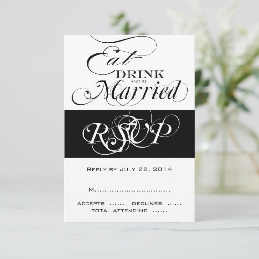 Essen, trinken, Verheiratet sein UAWG für Square E Einladung (Stehend Vorderseite)