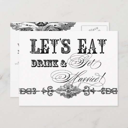 Essen, trinken, Verheiratet werden, meine Trauzeug Postkarte (Vorne/Hinten)